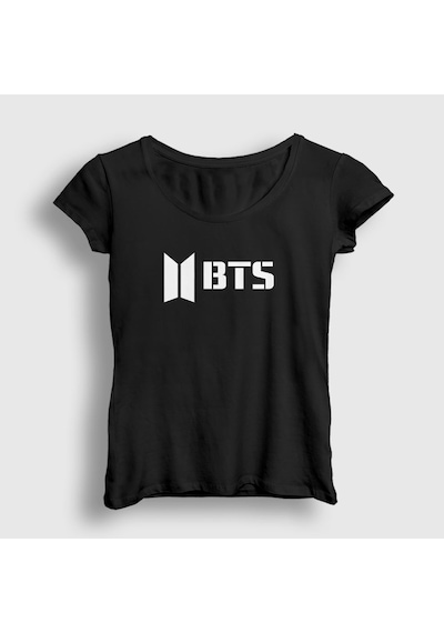 Presmono Kadın Logo Bts T-shirt Siyah