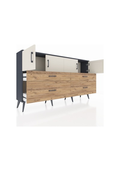 Arges Konsol 2 Raflı 4 Çekmeceli 4 Kapaklı 176x30x99 Antrasit-ayt Antrasit-aytaşı/çam Arges Konsol 2 Raflı 4 Çekmeceli 4 Kapaklı 176x30x99 Antrasit-ayt Antrasit-aytaşı/çam