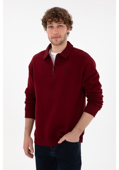 U.S. Polo Assn. Erkek Bordo Basic Sweatshirt 50298265-VR014