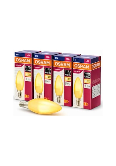 Led Mum Ampul 4.9w 40w Eşdeğer E14 Duy 470 Lümen Dekoratif Led Ampul Dim Edilemez Enerji Tasarruflu Avize Ve Aplik Uyumlu 4 Lü Paket Sarı 2700k