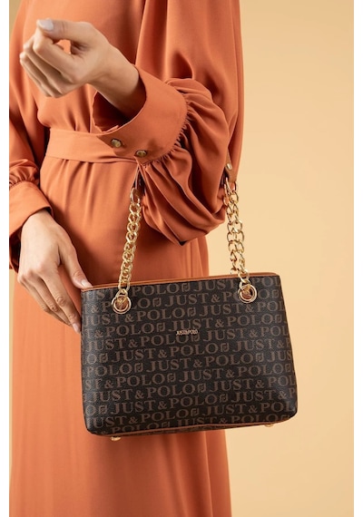 Just Polo Kadın Zincir Detaylı El Ve Omuz Çantası Kahve Taba Düz 13848627