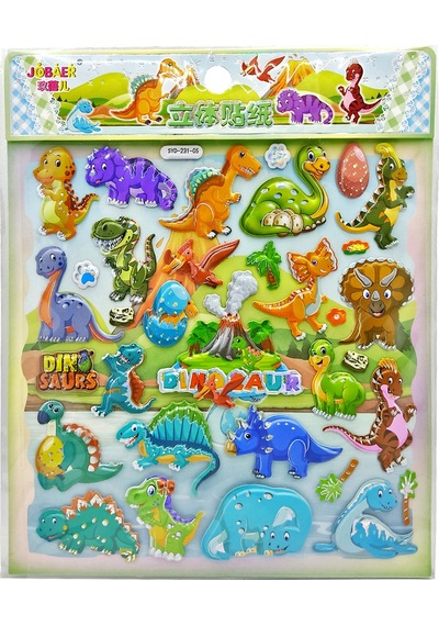Sticker Kabartmalı Defter Planlayıcı Etiket Syd231-05 - 20x18cm- Sevimli Dinazorlar