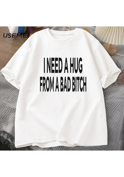 Flood Of Style Ben Kötü Bir T-shirt Erkekler Pamuk Kısa Kollu T Shirt Ummer Baskı Rahat Baskılı Tişört Erkek Beyaz