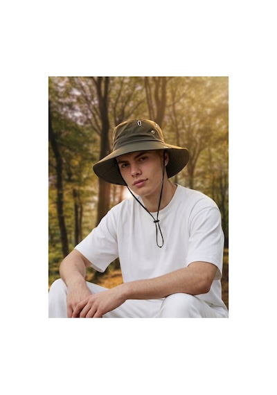 Giyu Shop Unisex Uv Korumalı Geniş Kenarlı Katlanabilir Safari Outdoor Bonnie Yürüyüş Ve Plaj Şapkası Haki