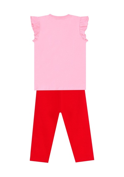 Çilek Kız Çocuk Yazlık Fırfırlı T-shirt Tayt Takım