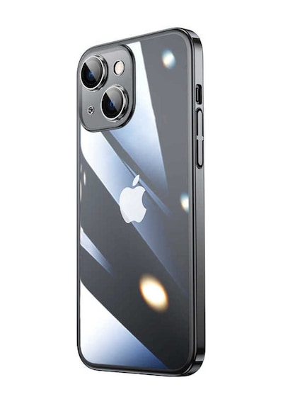 Apple Uyumlu iPhone 14 Plus Kılıf Sert Pc Renkli Çerçeveli Zore Riksos Kapak Siyah