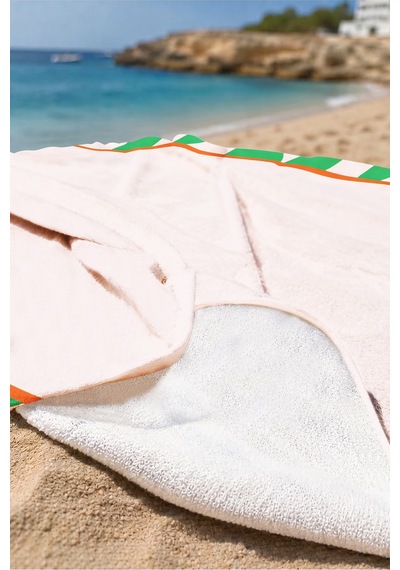 Çizgili Modern Pembe Yeşil Plaj Havlusu-akdeniz Stil Turuncu Detaylı Hızlı Kuruyan Mikrofiber Havlu Köpük Kabuğu