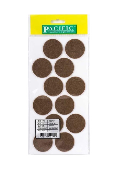 Cateksss Pacific Yuvarlak Yapışkanlı Sandalye Koltuk Mobilya Ayak Keçesi Felt 40 Mm Kahve - 58 Li Paket Kahverengi