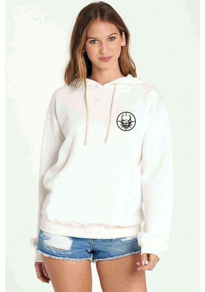 Pitbull Göğüs Baskılı Beyaz Kadın Kapşonlu Sweatshirt