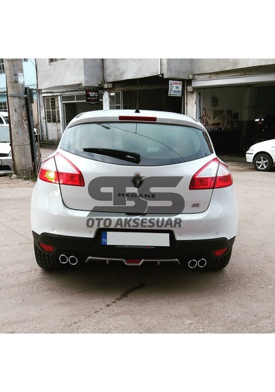 Renault Megane 3 HB Difüzör Arka Tampon Eki 4 Egzoz Çıkışlı Gri