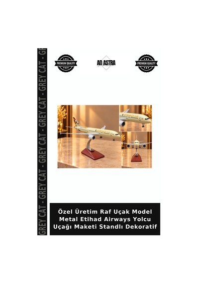 Özel Üretim Raf Uçak Model Metal Etihad Airways Yolcu Uçağı Maketi Standlı Dekoratif