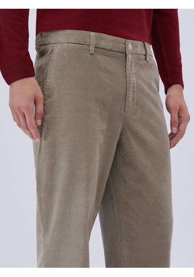 Kip Bej Dokuma Kadife Casual Pamuk Karışımlı Pantolon Bej Kip Bej Dokuma Kadife Casual Pamuk Karışımlı Pantolon Bej