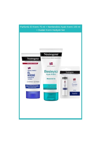 Neutrogena Parfümlü El Kremi 75 Ml + Nemlendirici Ayak Kremi 100 Ml + Dudak Kremi Hediyeli Set