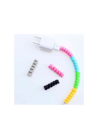 Micro Usb - Type C - Iphone Lightning Kablo Spiral Kablo Koruyucu Siyah 2 Adet