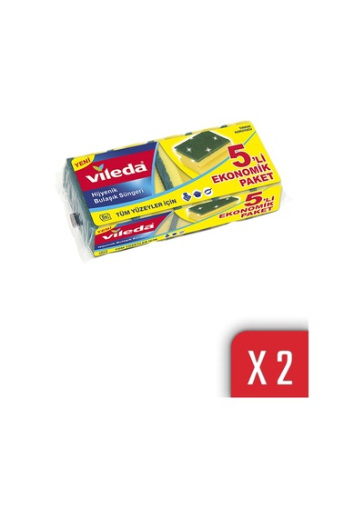 Vileda Yeşil Klasik Oluklu Bulaşık Süngeri 2 x 5'li
