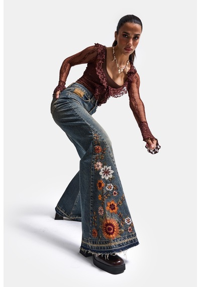 Kadın Tint 4w6-8 Flare Fit Komfort Kumaş Nakış Tasarım Denim Jean Kırmızı Kadın Tint 4w6-8 Flare Fit Komfort Kumaş Nakış Tasarım Denim Jean Kırmızı