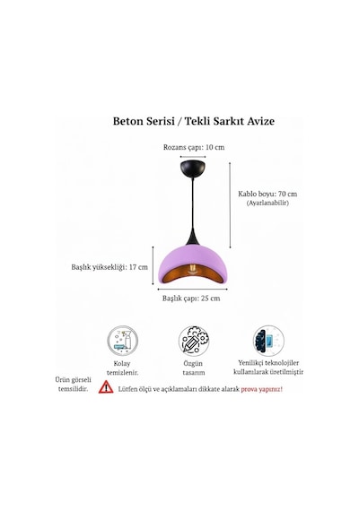İskandinav Tarz Beton Görünümlü Bohem Tekli Sarkıt Avize- Lila - Mutfak, Salon, Çocuk Odası, Hol Aydınlatması Lila / Beyaz Duy Seti İskandinav Tarz Beton Görünümlü Bohem Tekli Sarkıt Avize- Lila - Mutfak, Salon, Çocuk Odası, Hol Aydınlatması Lila / Beyaz Duy Seti