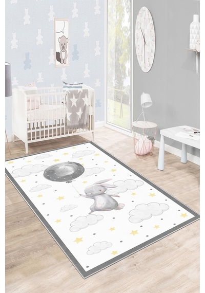 West Home Makinede Yıkanabilir Kaymaz Taban Leke Tutmaz Yıldız Desenli Bebek Ve Çocuk Halısı Oyun Matı Wh 516 White Beyaz