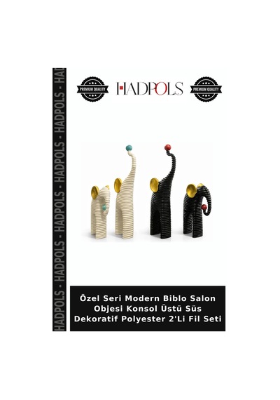 Özel Seri Modern Biblo Salon Objesi Konsol Üstü Süs Dekoratif Polyester 2'li Fil Seti
