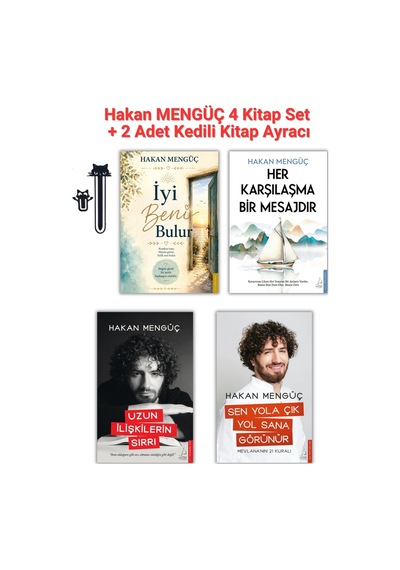 İyi Beni Bulur + Her Karşılaşma Bir Mesajdır + Uzun İlişkilerin Sırrı + Sen Yola Çık Yol Sana Görünür - Hakan Mengüç Özel Seçki 4 Kitap Set + 2 Adet Aba Kitap Kedili Kitap Ayracı İyi Beni Bulur + Her Karşılaşma Bir Mesajdır + Uzun İlişkilerin Sırrı + Sen Yola Çık Yol Sana Görünür - Hakan Mengüç Özel Seçki 4 Kitap Set + 2 Adet Aba Kitap Kedili Kitap Ayracı