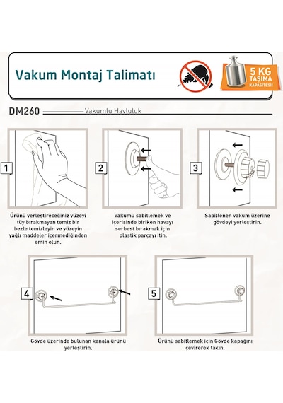 Teknotel Delme Vida Matkap Yok Vakumlu Uzun Havluluk Krom Dm260 Krom
