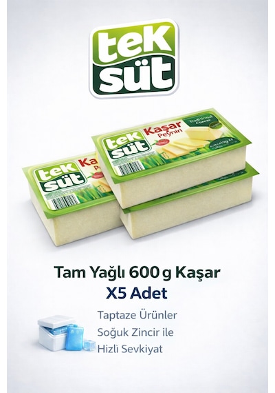 Tam Yağlı Kaşar 600gr X 5 Adet
