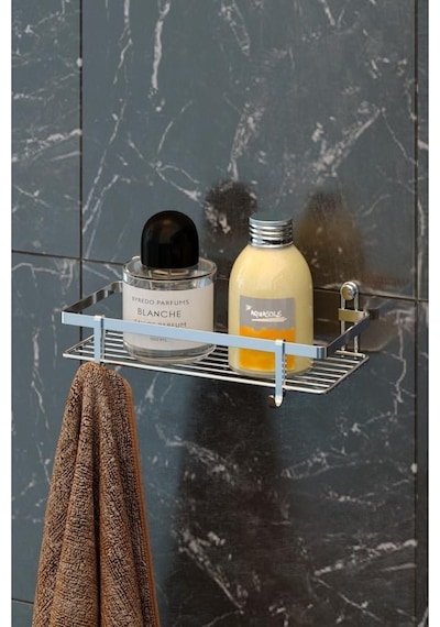 Geseus Tek Katlı Kancalı Banyo Rafı Krom Es081 Çok Renkli