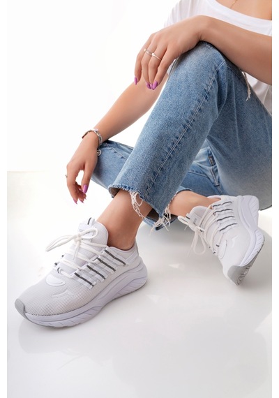 Mcdark Kadın Siyah Sneaker Hafif Çift Renkli Taban Beyaz