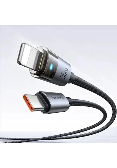 Mcdodo CA-6940 1.2 M Type-C To Lightning 36 W  Şeffaf Işıklı Kablo