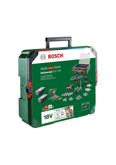Bosch UniversalDrill 18V 1.5ah Çift Akülü Matkap + Systembox - 06039D4003