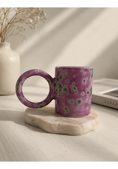 Artistik Sır Efektli Espresso Fincanı Lila