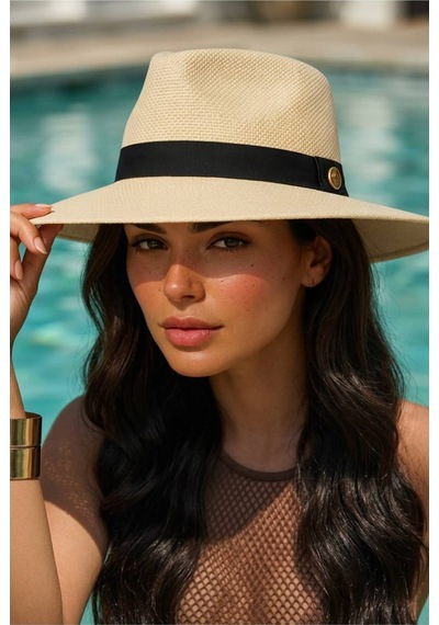 Gigi Luxe Kadın Uv Korumalı Hasır Fötr Şapka Bej Bej