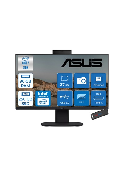 Asus V470VAK-C716512B0DF31 Core 7 240H 96 GB 256 GB SSD 27" Free Dos AIO Masaüstü Bilgisayar