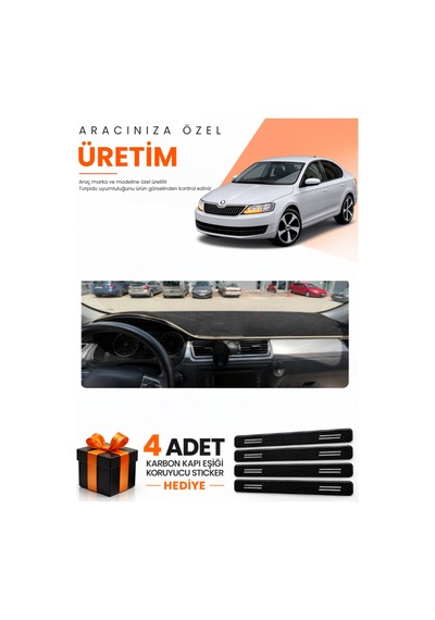 Skoda Rapid 2013-2017 Uyumlu Torpido Koruma Örtüsü Oto Kılıfı - Siyah Bej