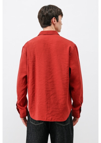 Vamos Modal Kumaş Oversize Gömlek Kiremit