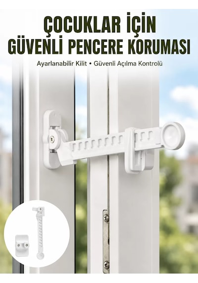 Cam Pencere Açılma Kontrol Kilidi Kolay Montaj 3 Lü Yeni Nesil Açık Beyaz