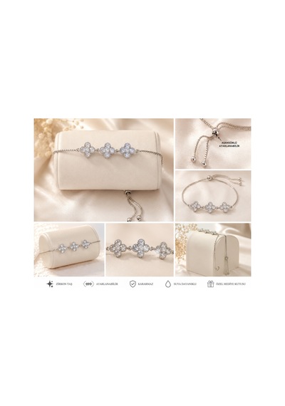 Yonca Model Asansörlü Zirkon Bileklik Her Kol Bileğine Uyum Sağlar Gümüş - 912299209 Gümüş