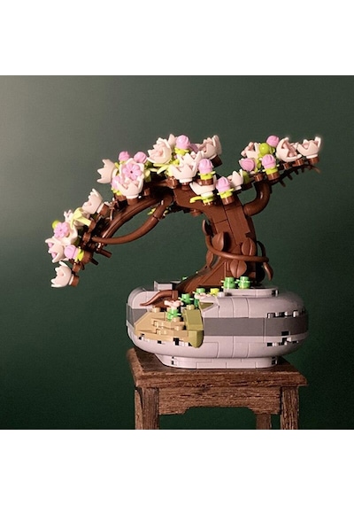 Loz 1661 Ebedi Çiçek Pembe Sakura Kiraz Ağacı Saksı Bitki 3d Modeli Dıy Mini Bloklar Tuğla Yapı Oyuncak Hiçbir Kutu