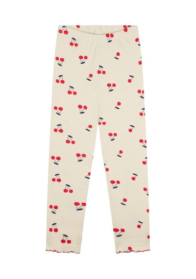 Antebies Organik Krem Kiraz Desenli Beli Lastikli Kısa Kollu Kız Çocuk Pijama Takımı