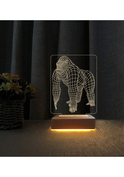 Goril Tasarımlı Lamba 3d Led Masa Lambası Doğum Günü Hediyesi Lamba