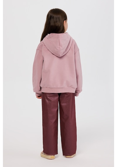 Panço Kız Çocuk Fermuarlı Pudra Sweatshirt Pembe