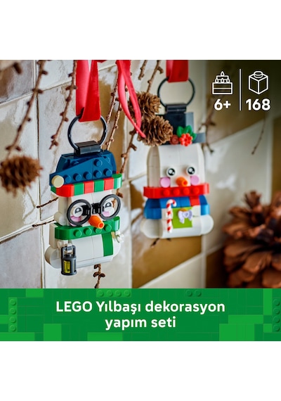 LEGO® Kardan Adam Süsleri 40812 – 6+ Yaş Çocuklar için 2 Kardan Adam Figürü İçeren Yılbaşı Ağacı Süsü Oyuncak Yapım Seti (168P)