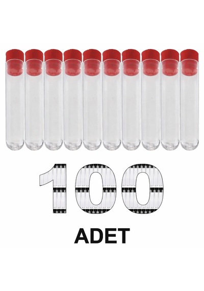 12x75 Mm Deney Tüpü Dibi Yuvarlak Kapaklı 100 Adet