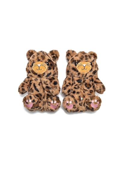 Twigy Leopar Pako Sevimli Pelüş Panduf Ev Terlik Kahve Kahverengi