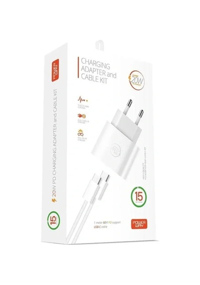 Powerway Rxs27 20w Type-c Şarj Adaptörü - Kablo Seti Apple 15 Pro-pro Max Uyumlu