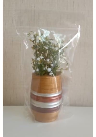 Vazo Dahil,vazo Dahil,vazoda Çiçek,beyaz Yapay Çiçek,vazo Dekoratif Metalik Kahve Poliresin 6x6x17cm Diğer