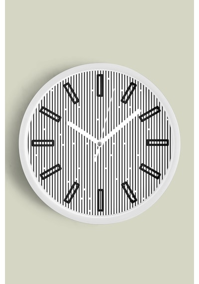 Optik İllüzyon Modern Tasarım Duvar Saati - 35cm - Önü Camlı Beyaz Kasa - Sessiz Mekanizma Beyaz