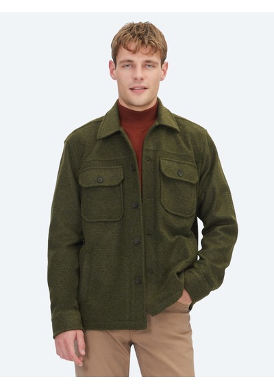 Kip Haki Regular Fit Uzun Overshirt
