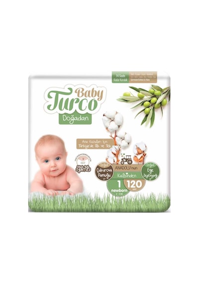 Baby Turco Doğadan Yenidoğan Bebek Bezi 1 Numara 120 Adet