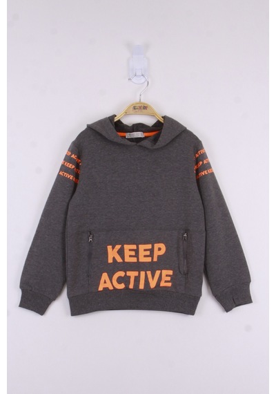 Toontoy Kids Toontoy Erkek Çocuk Keep Active Baskılı Sweatshirt Antrasit Melanj
